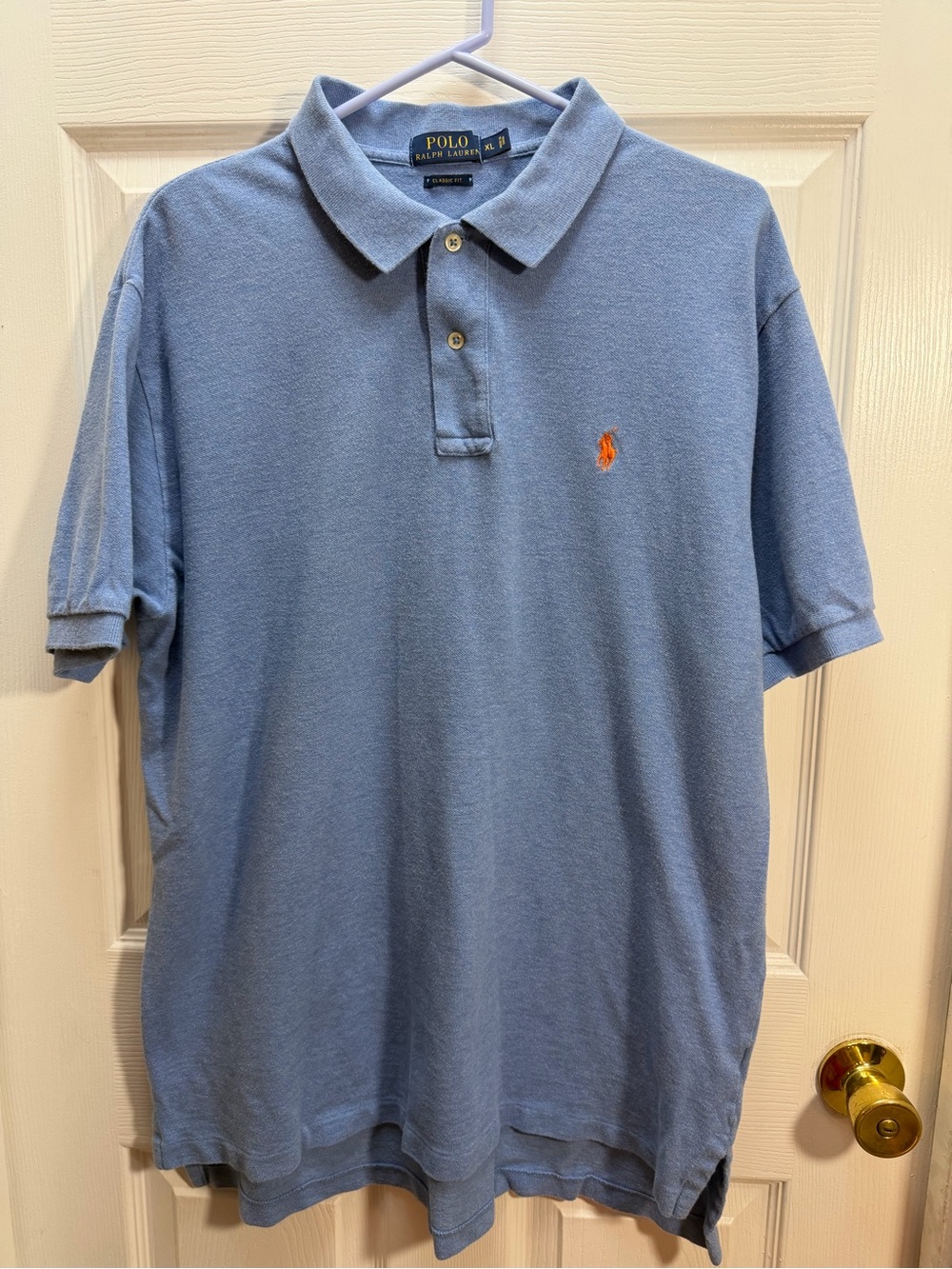 Polo by Ralph Lauren Light Blue Short Sleeve Polo with Orange Pony